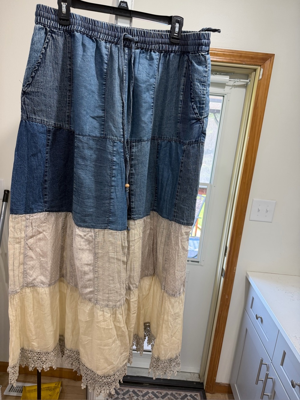 Patchwork Denim and Cream pants